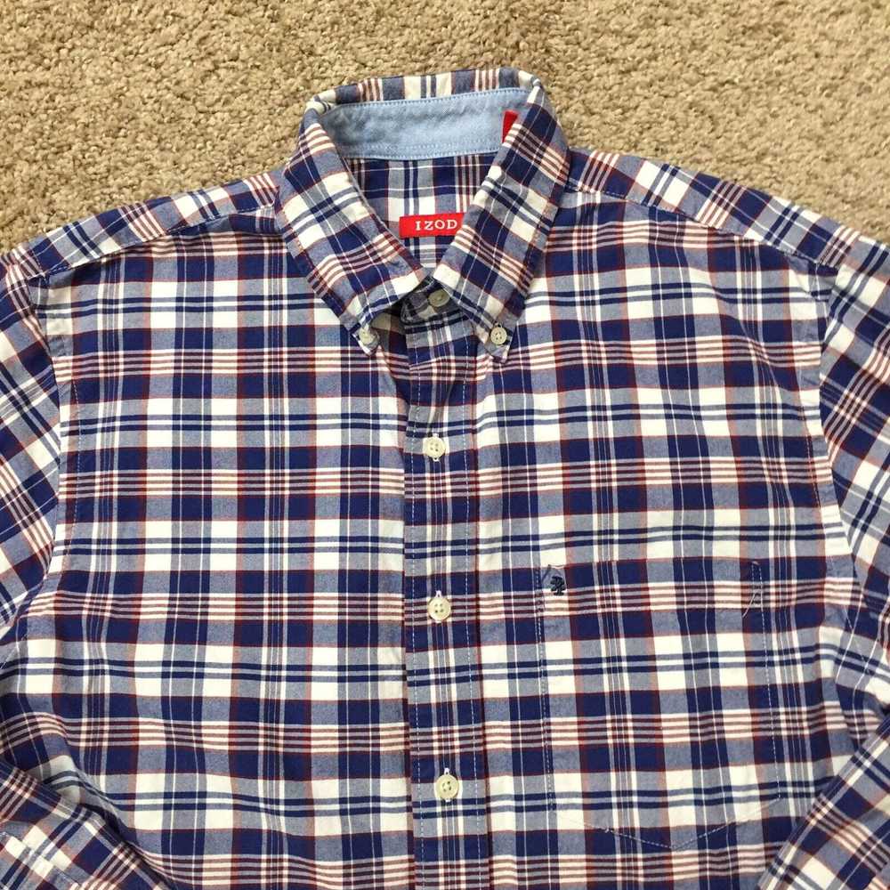 Izod Izod Shirt Mens Small Blue Red Plaid Long Sl… - image 3