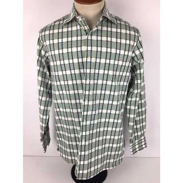 Vintage J Ferrar Shirt Mens Large Green White Che… - image 1