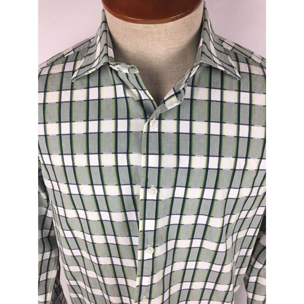 Vintage J Ferrar Shirt Mens Large Green White Che… - image 2