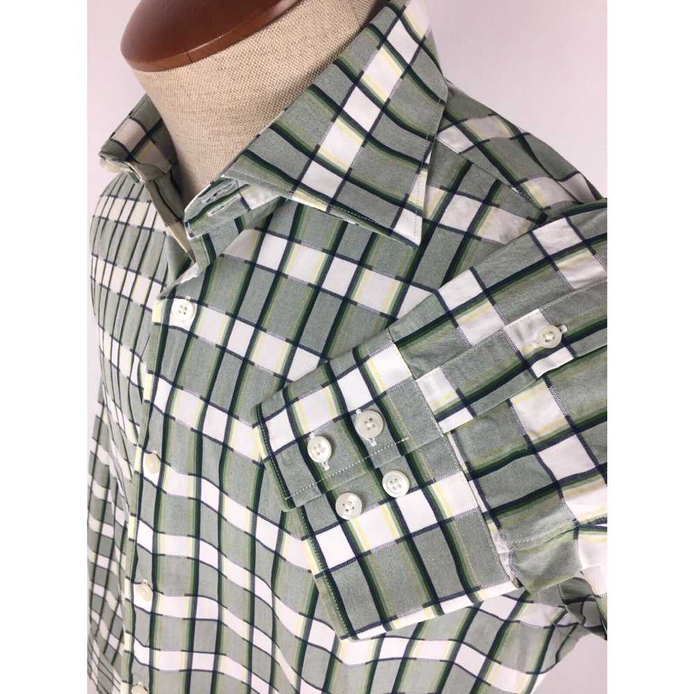 Vintage J Ferrar Shirt Mens Large Green White Che… - image 3