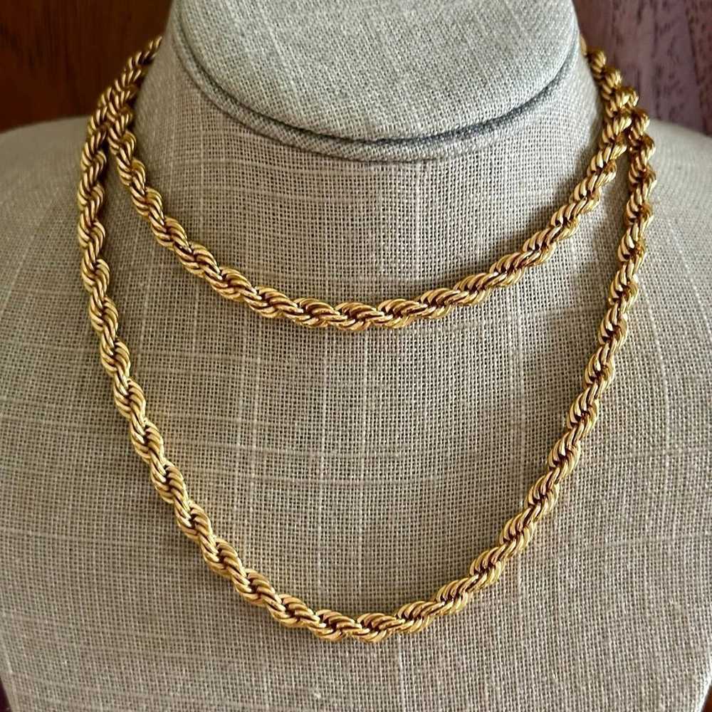 NAPIER gold heavy rope chain necklace 30" Long Vi… - image 2