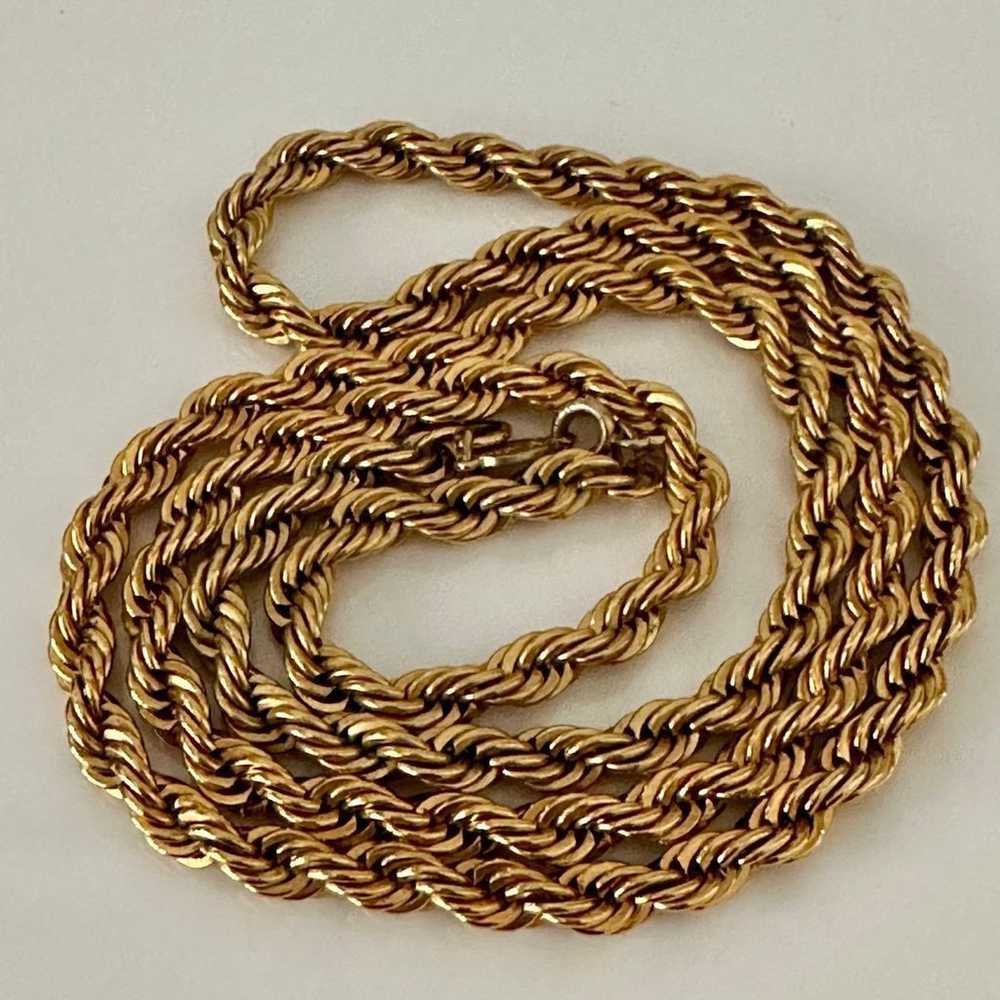 NAPIER gold heavy rope chain necklace 30" Long Vi… - image 3