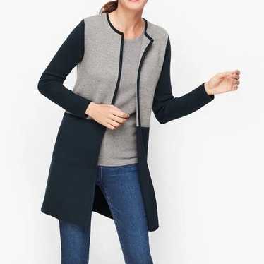 Talbots Wool Blend Color Block Open Front Cardiga… - image 1