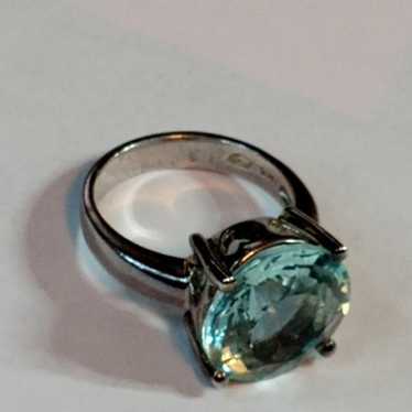 Large Blue Topaz and Sterling Silver Ring - image 1