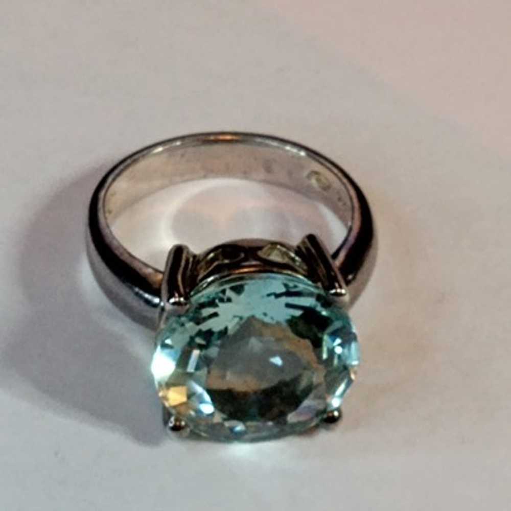 Large Blue Topaz and Sterling Silver Ring - image 2