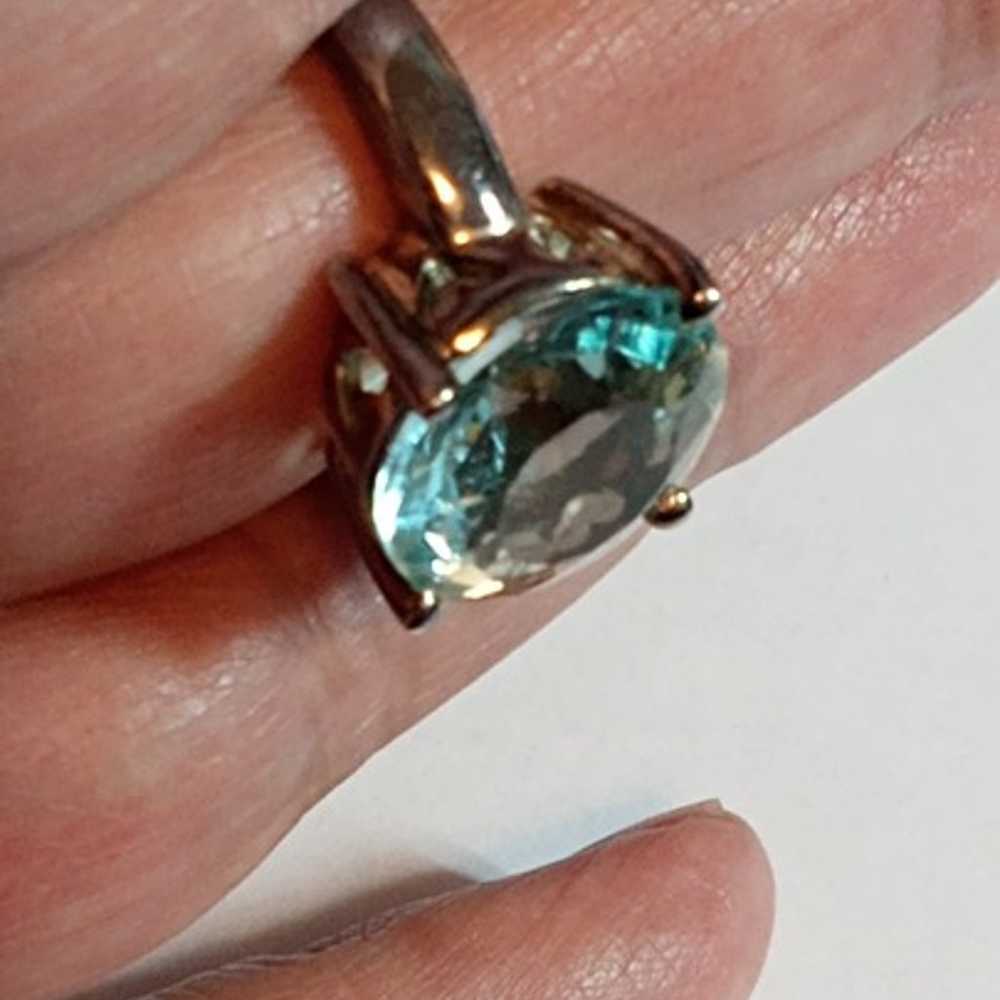 Large Blue Topaz and Sterling Silver Ring - image 6