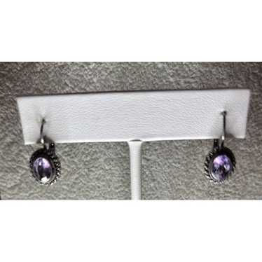 Vintage Silver & Amethyst Drop Earrings - image 1