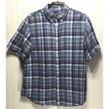 Chaps CHAPS Linen Cotton Mens Size XL Plaid Button