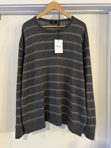 Theory $295 Theory Grey Cashmere Striped CrewNeck… - image 1