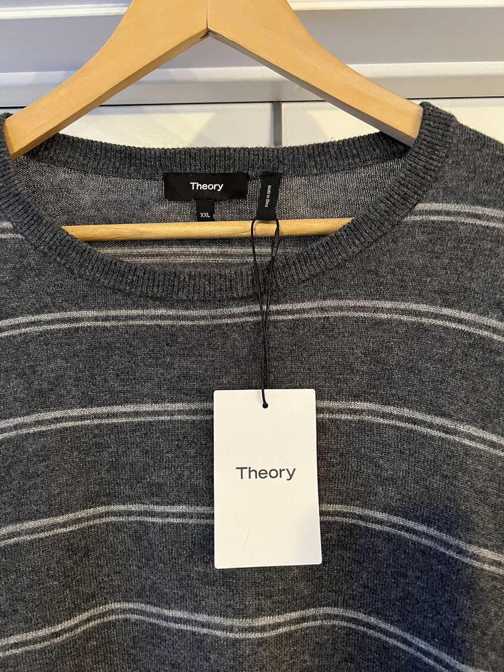 Theory $295 Theory Grey Cashmere Striped CrewNeck… - image 3