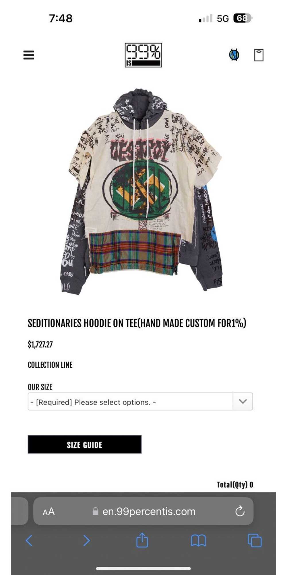 99%Is $1,900 Seditionaries handmade 1of1 hoodie - image 2