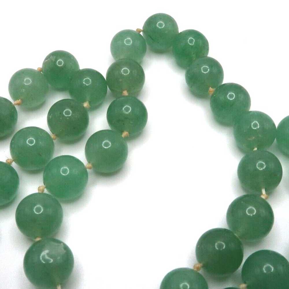 Vintage Sterling Silver 33" x 9mm Aventurine Bead… - image 3