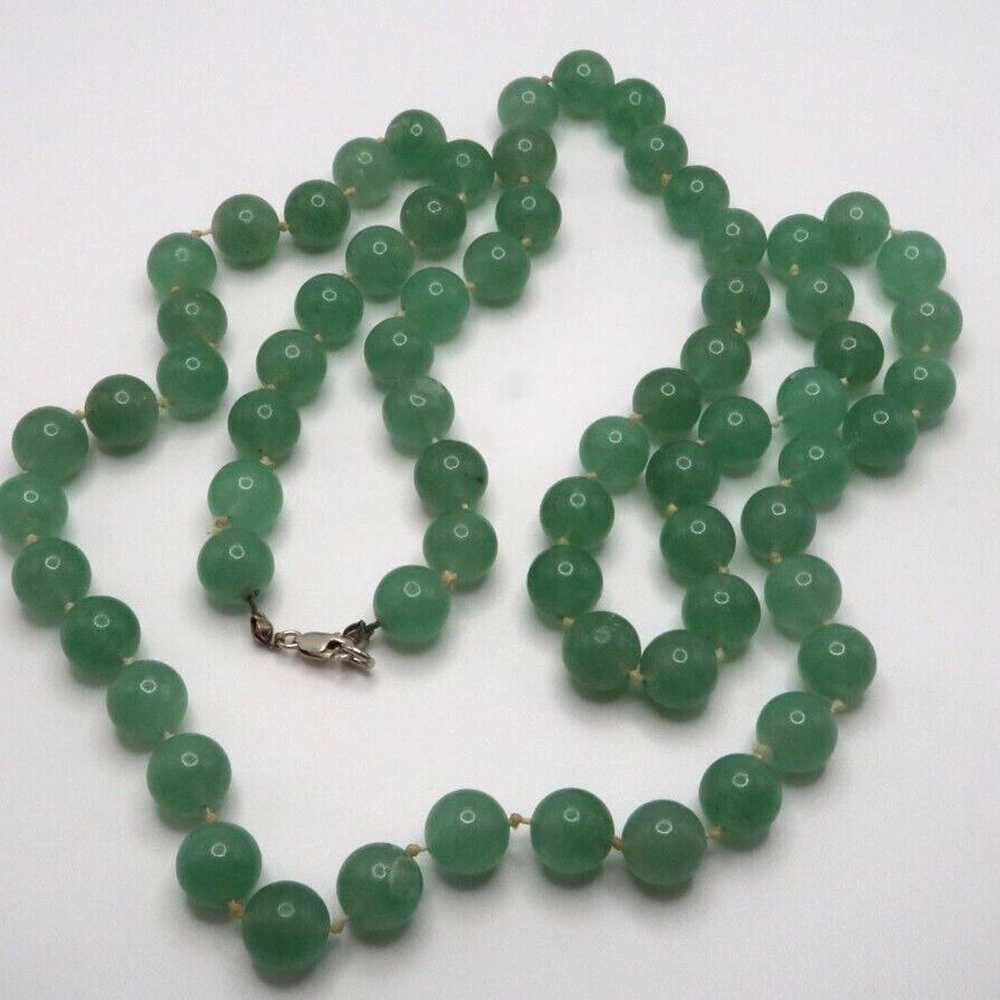 Vintage Sterling Silver 33" x 9mm Aventurine Bead… - image 4