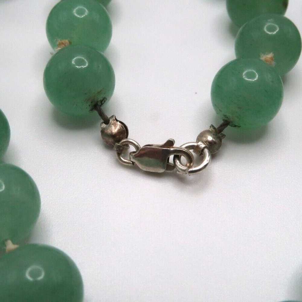 Vintage Sterling Silver 33" x 9mm Aventurine Bead… - image 5