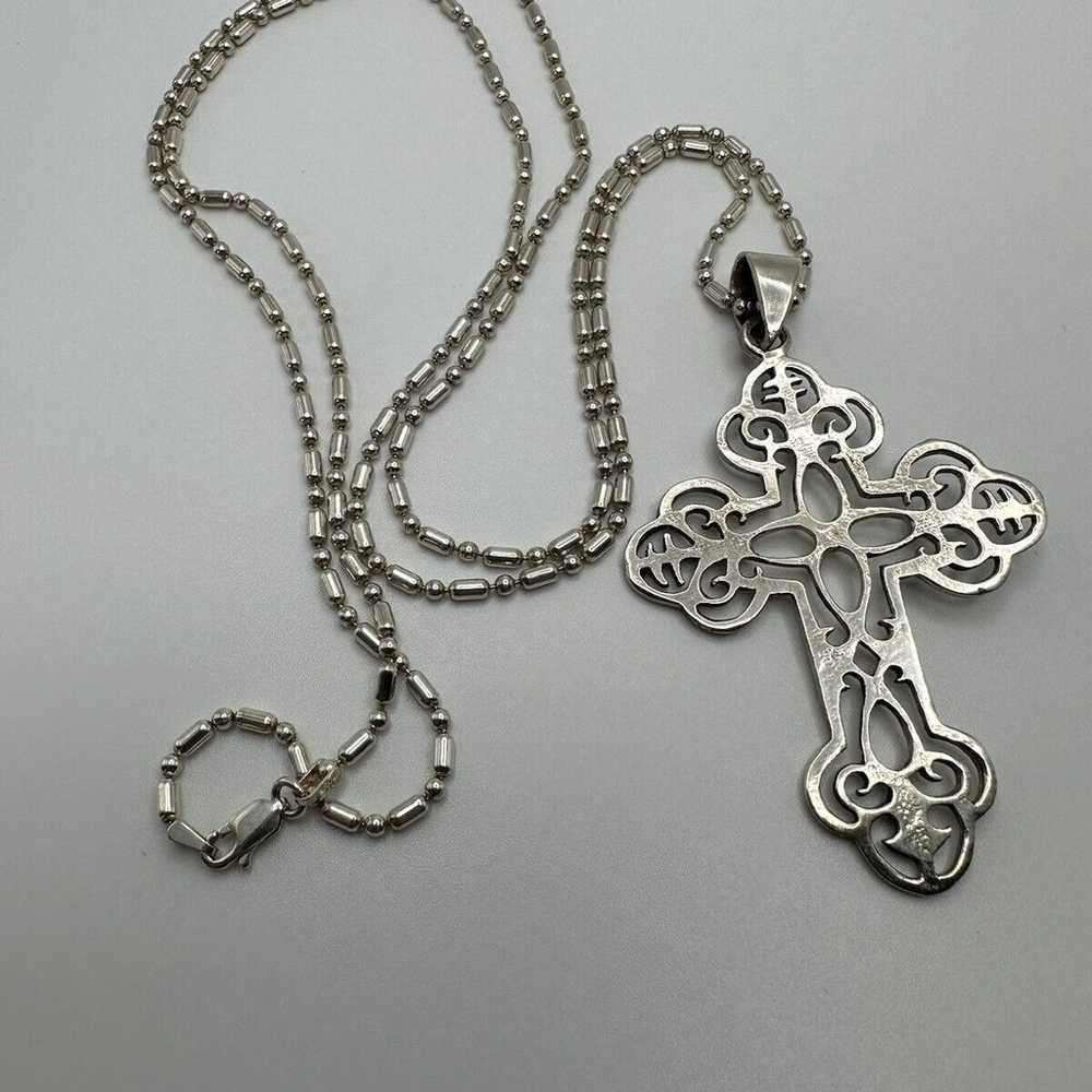 Huge Vintage Sterling Silver Cross 7.9cm X 4.8cm … - image 11