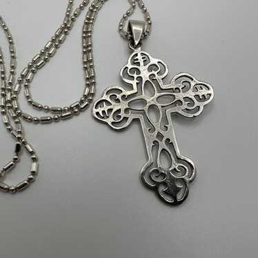 Huge Vintage Sterling Silver Cross 7.9cm X 4.8cm … - image 1