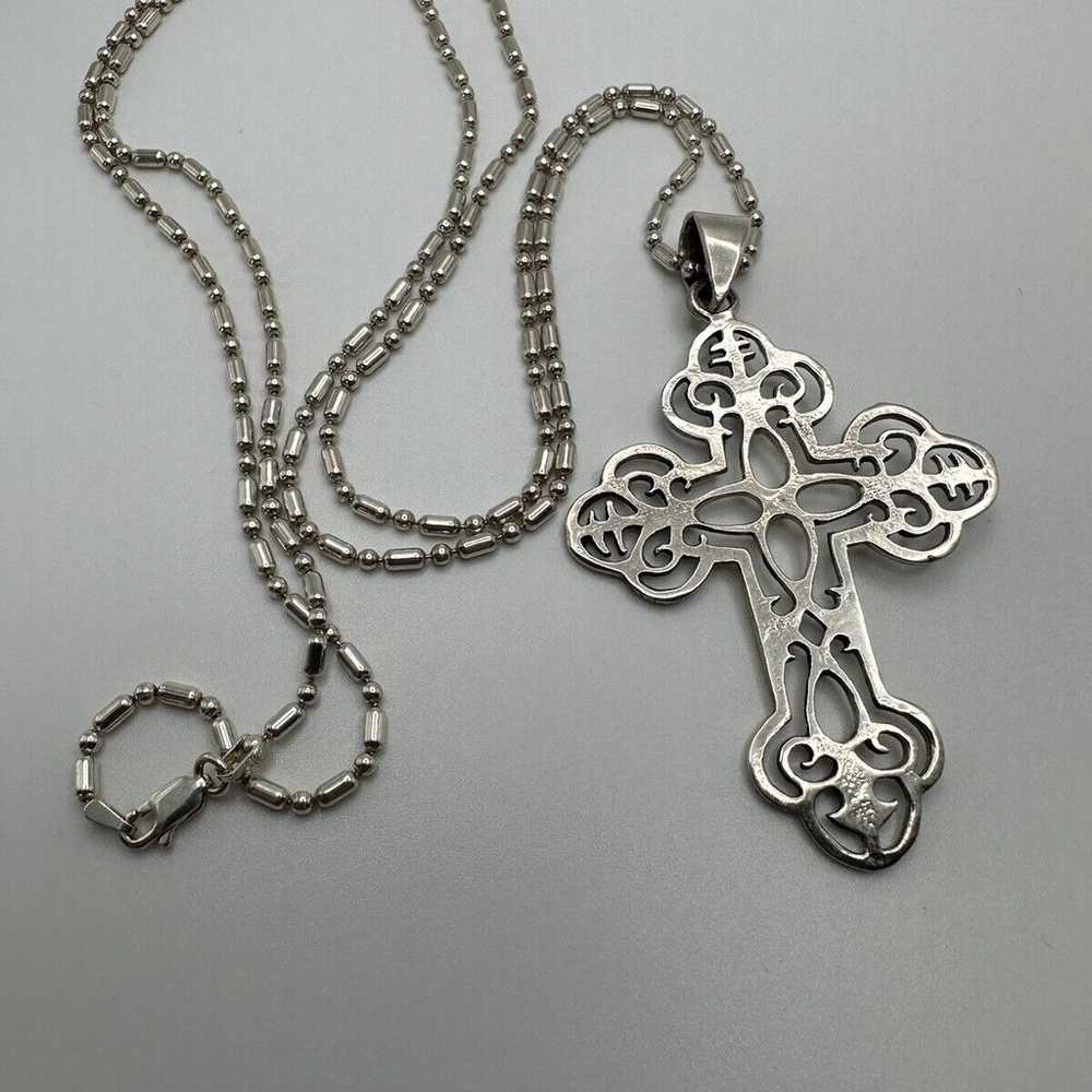 Huge Vintage Sterling Silver Cross 7.9cm X 4.8cm … - image 6