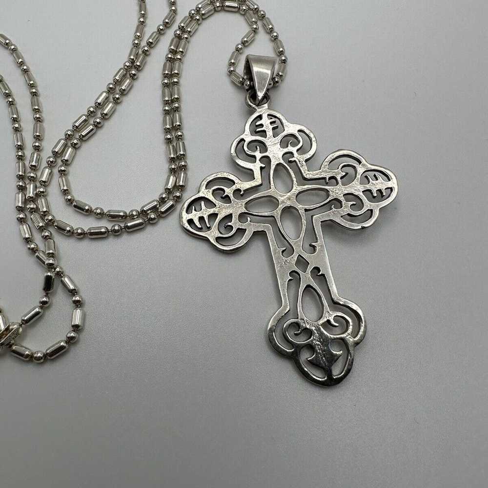 Huge Vintage Sterling Silver Cross 7.9cm X 4.8cm … - image 9