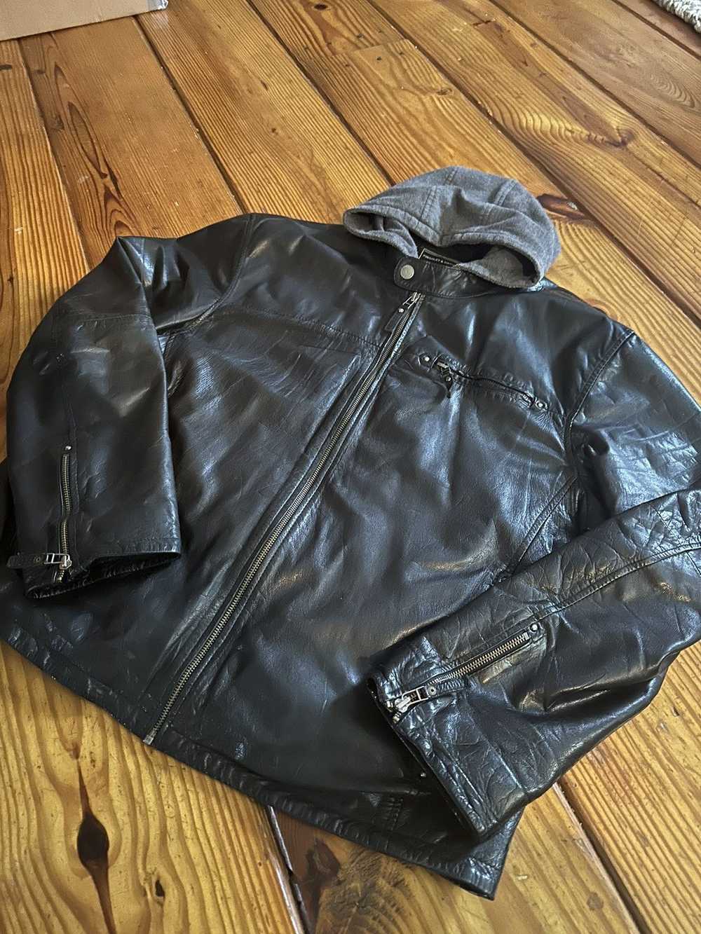 Designer × Leather Jacket × Vintage Detachable Ho… - image 2