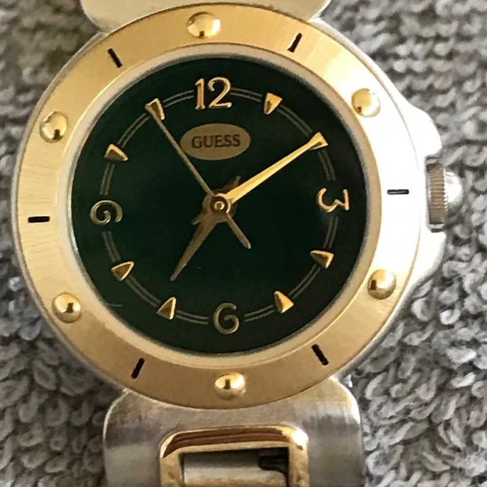 Vintage Guess two tones, dark green dial watch fo… - image 11