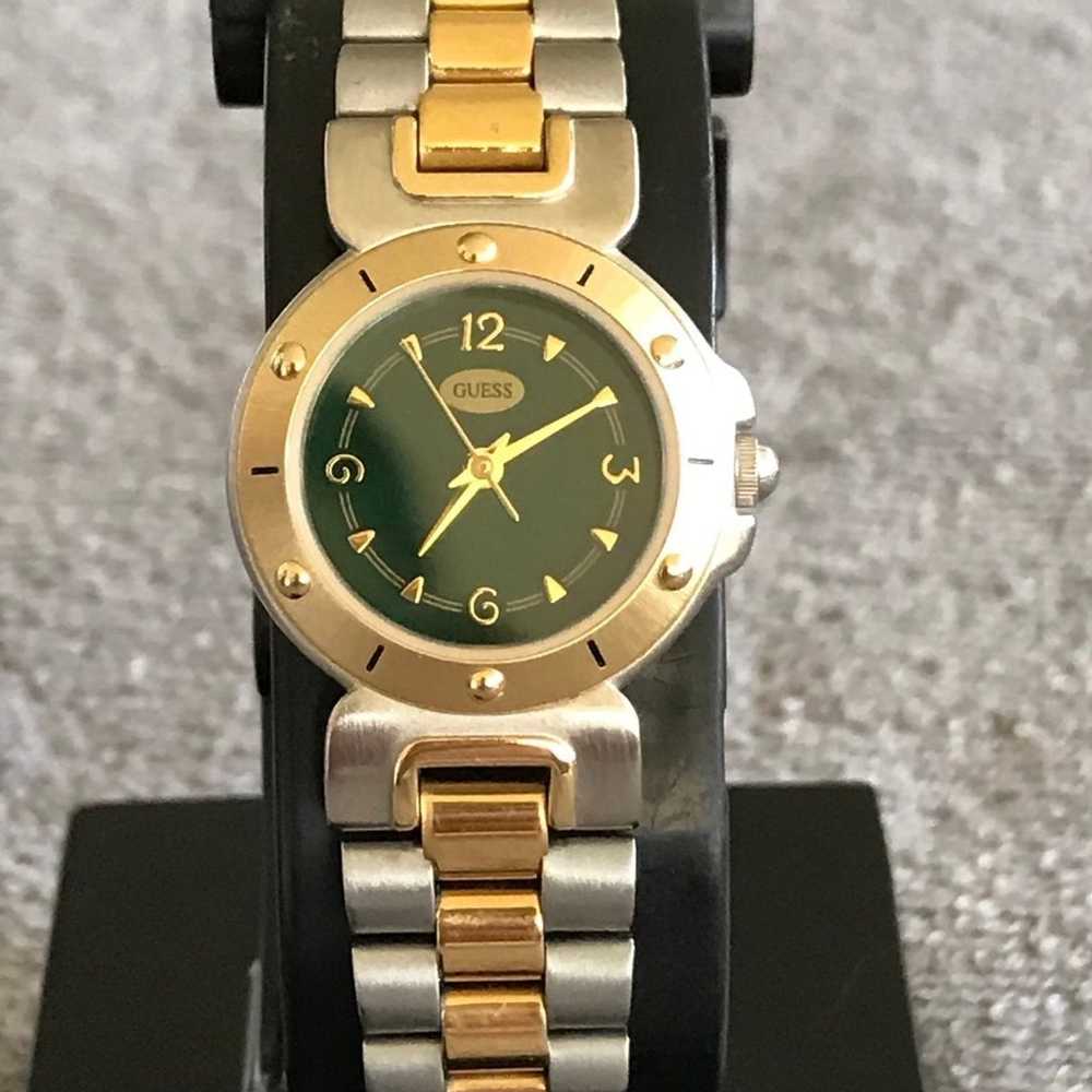 Vintage Guess two tones, dark green dial watch fo… - image 2