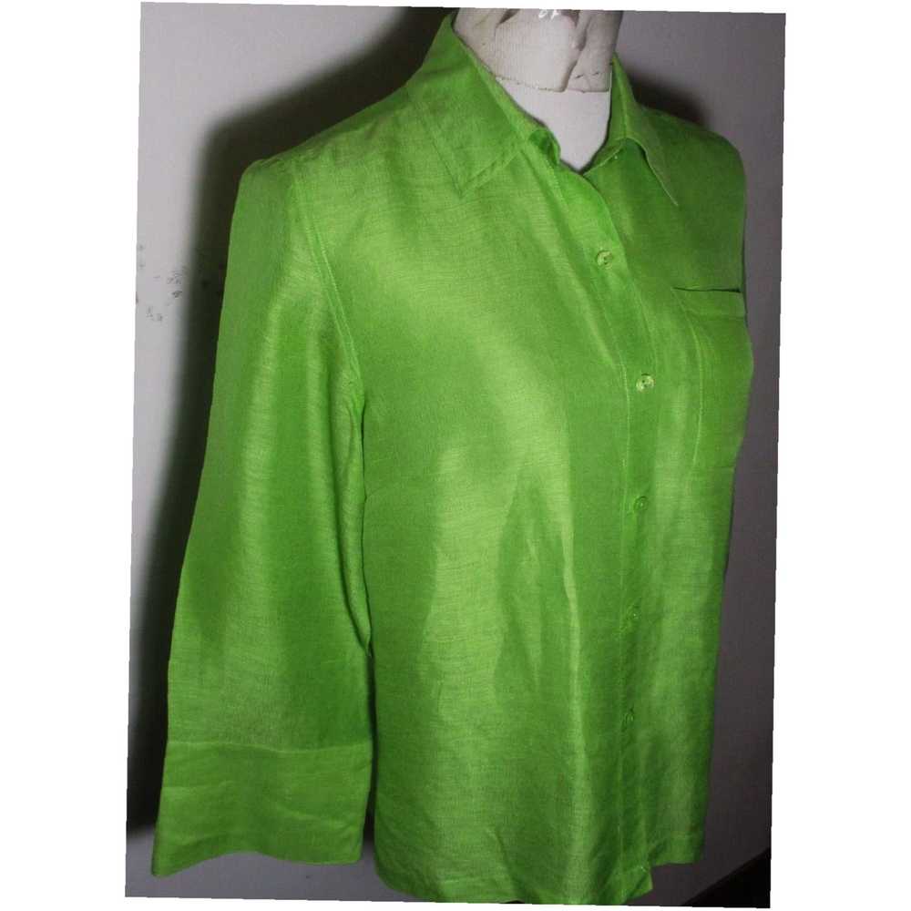 Coldwater Creek Elegant Green Silk and Linen Blen… - image 3