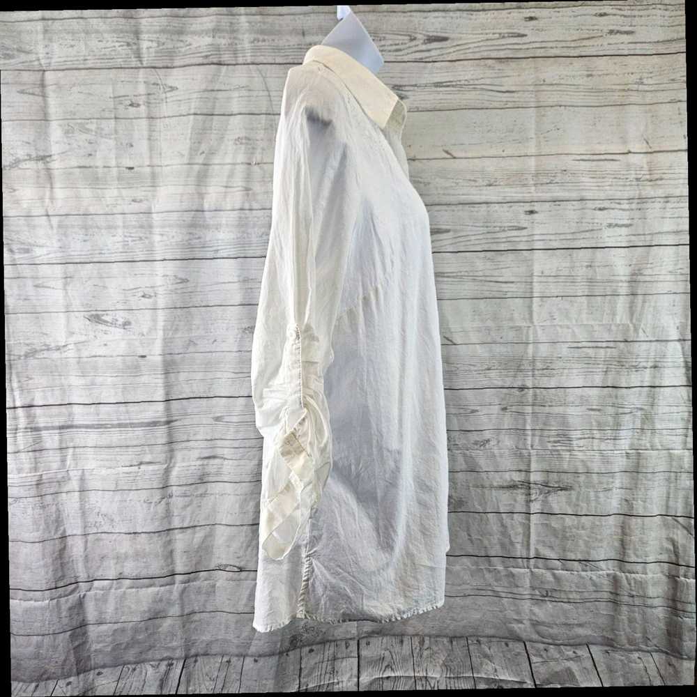 Vintage Elegant Embroidered White Cotton Shirt wi… - image 3