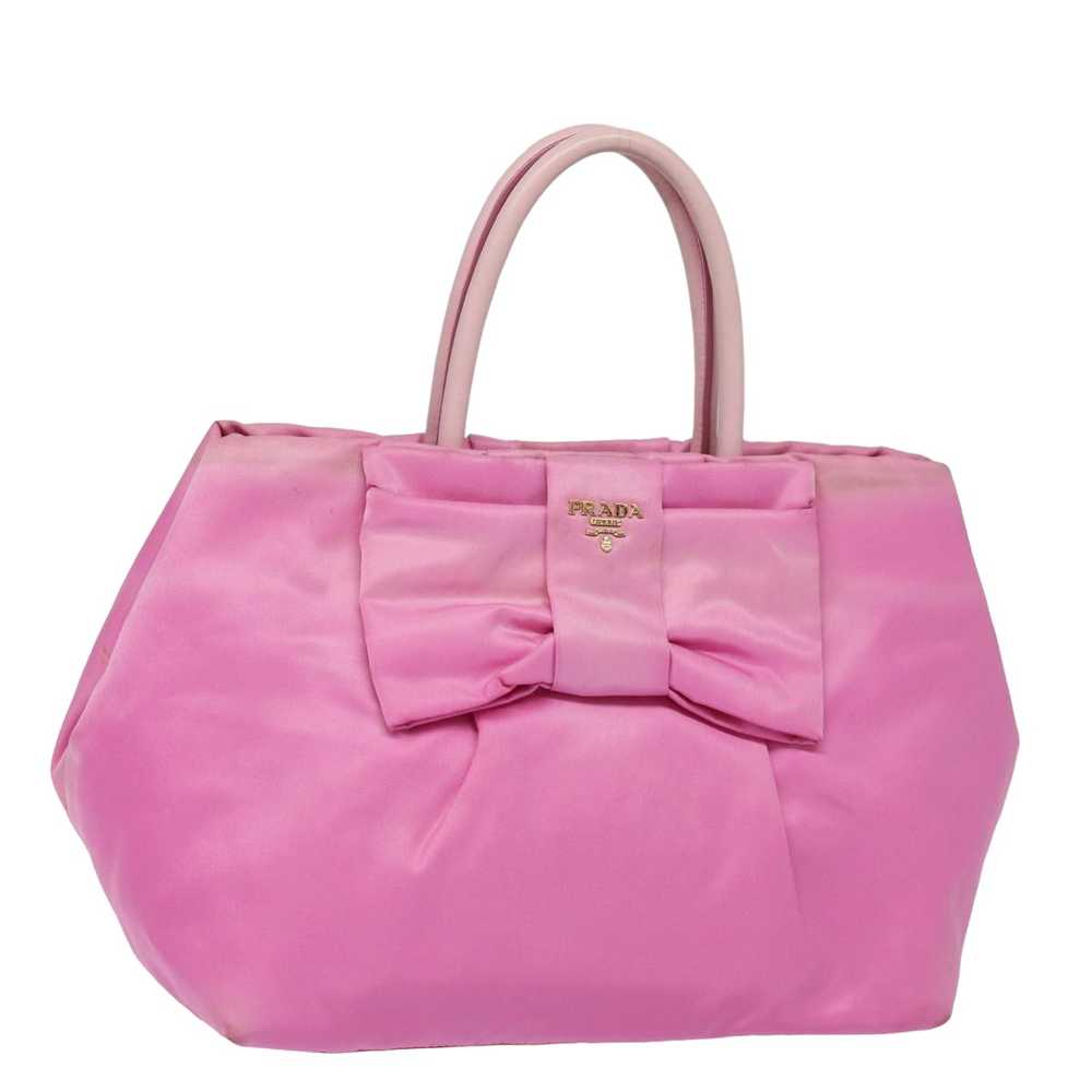 PRADA ribbon Hand Bag Nylon Pink Auth 84004 - image 1