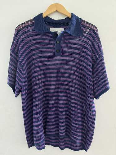 Bode Bode Striped Open Knit Polo Shirt - image 1