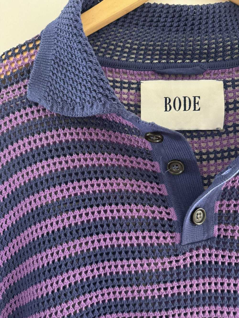 Bode Bode Striped Open Knit Polo Shirt - image 3