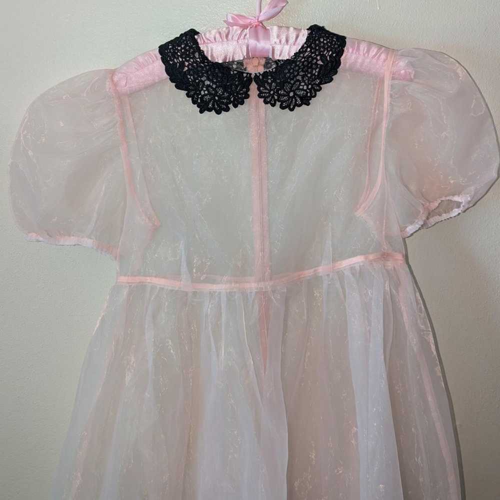 DK ×Current Mood sheer baby pink babydoll dress s… - image 3