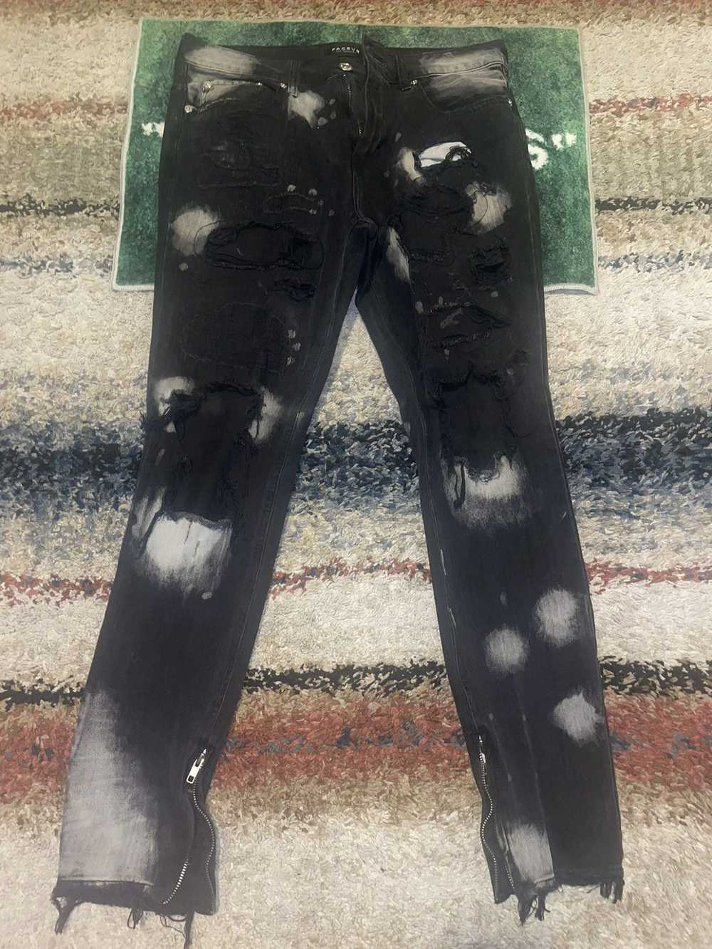 Vintage Black/white spotted ripped denim - image 1