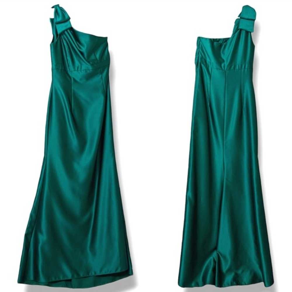 Vintage satin one shoulder maxi formal prom dress - image 3