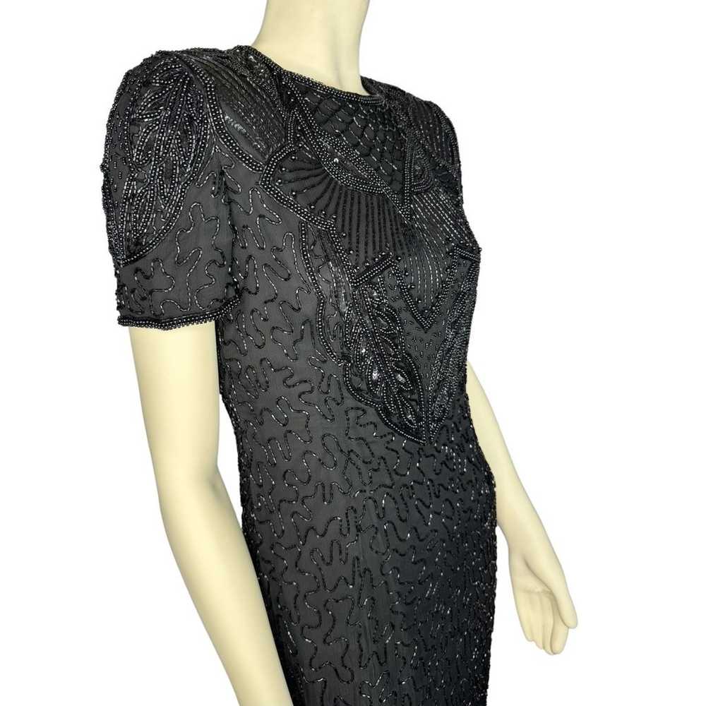 Vintage AP LTD Black 100% Silk Sequin Beaded shor… - image 7