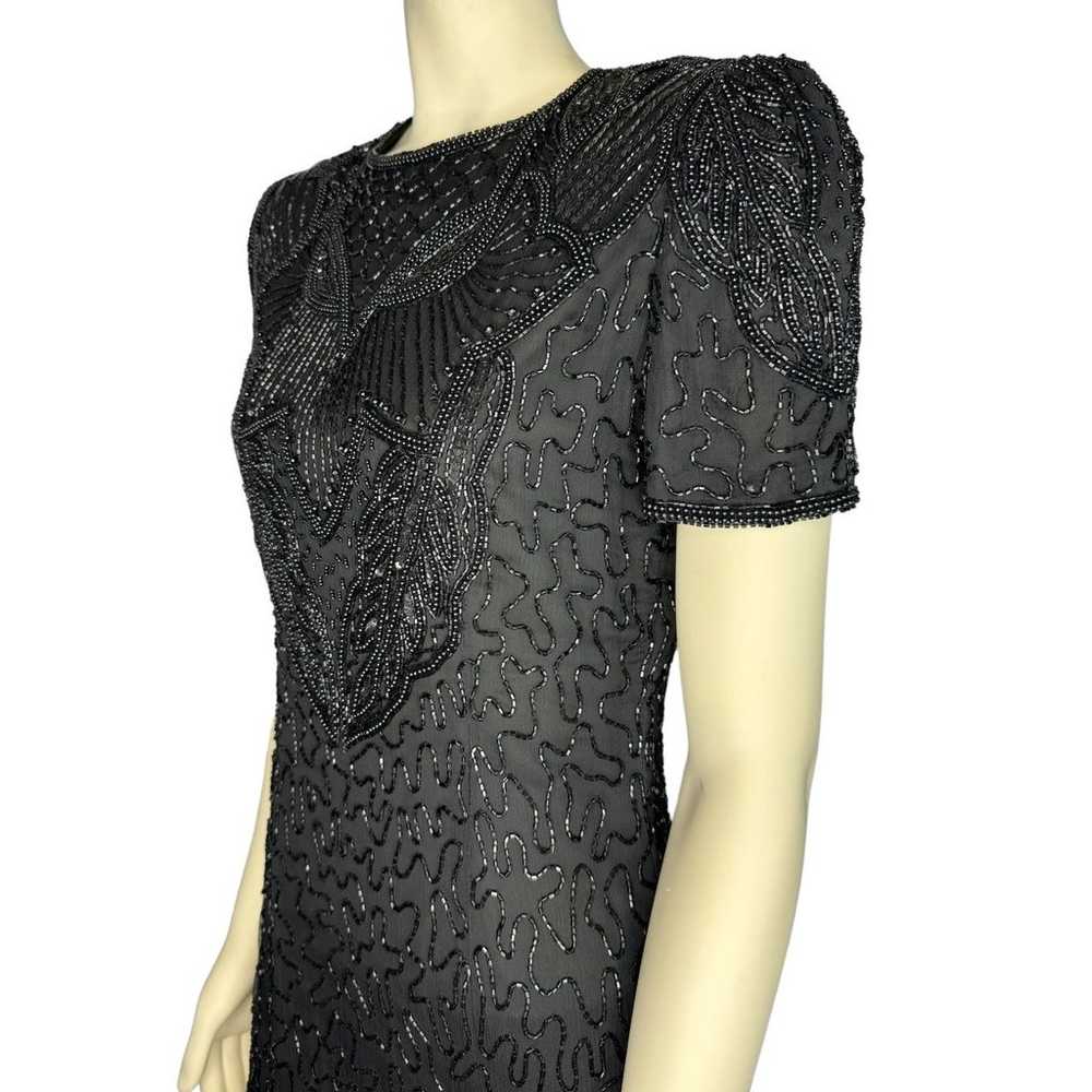 Vintage AP LTD Black 100% Silk Sequin Beaded shor… - image 8