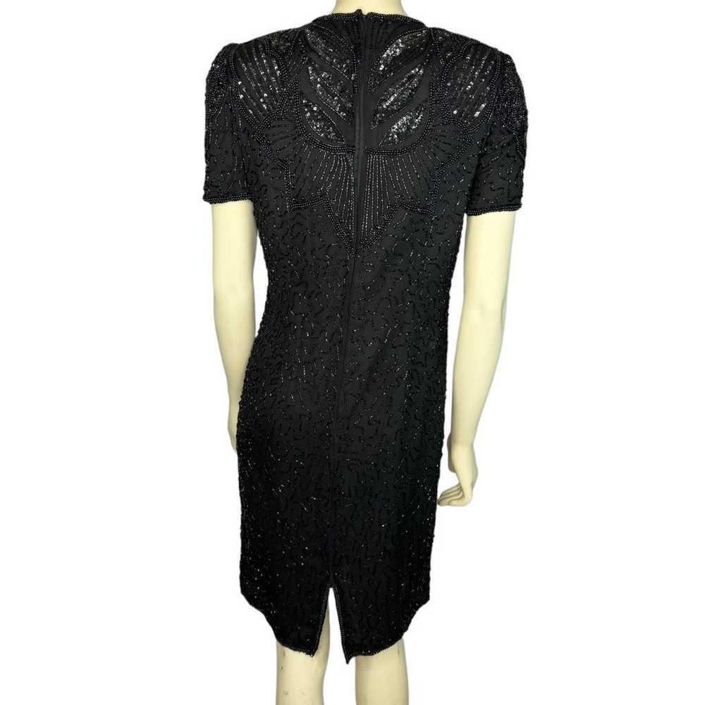 Vintage AP LTD Black 100% Silk Sequin Beaded shor… - image 9