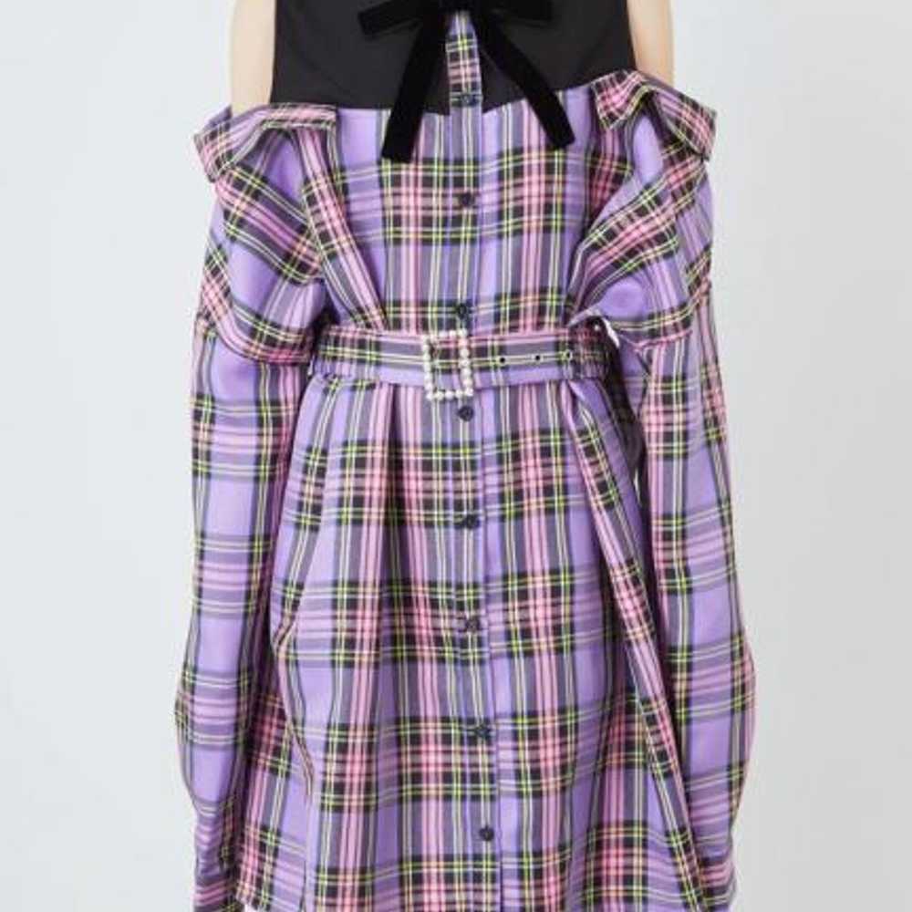 Uncleuge one-piece checkered docking shirt purple… - image 6