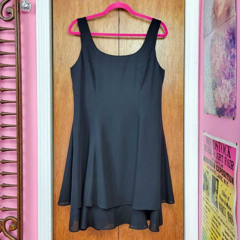 Vintage 90s Black Layered Sleeveless Fit & Flare … - image 6