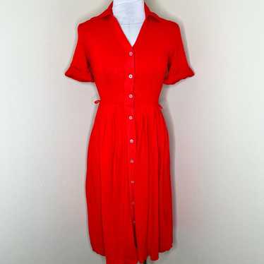 Vintage 60s Prince Charmers Shirt Dress Red Cotton