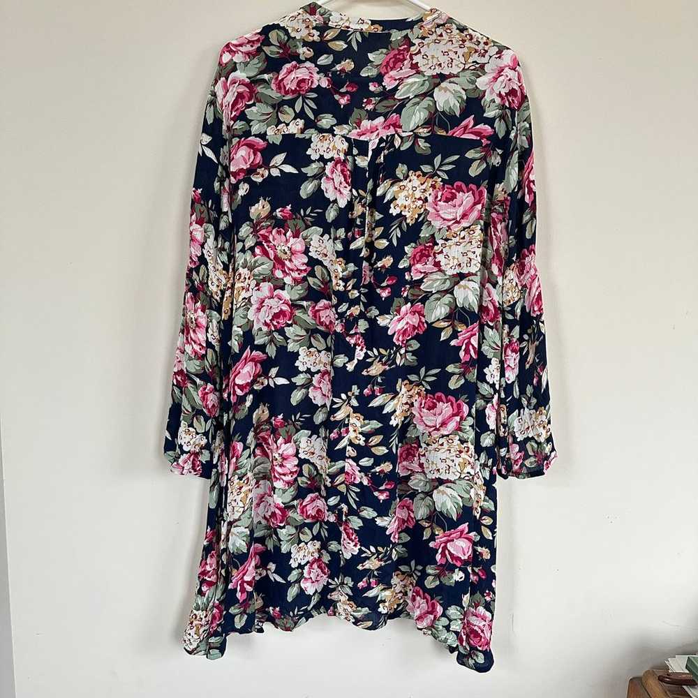 UMGEE Rose Floral Print Tunic Dress LARGE Long Be… - image 7