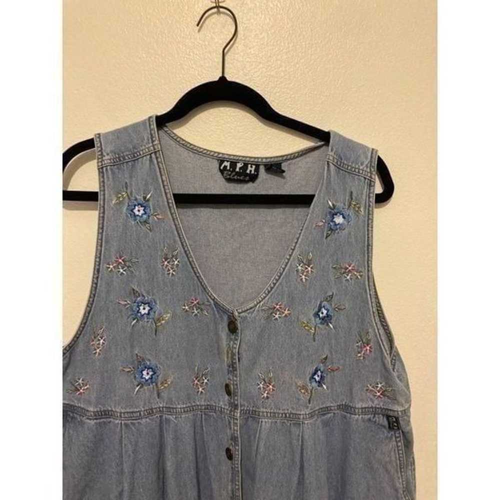 Vintage Dainty Cottage Core Button Up Denim Dress - image 1