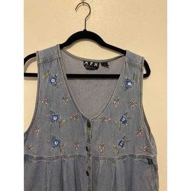 Vintage Dainty Cottage Core Button Up Denim Dress - image 1