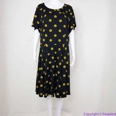 Unique Vintage X GB Sunflower Black Dress, 2X