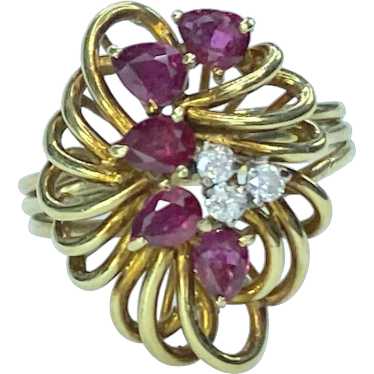 Natural Pearl Ruby Diamond 14K ring