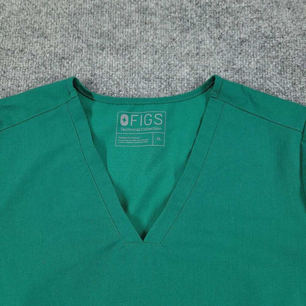 Vintage Figs Scrub Top Shirt Men XL Green Technic… - image 2