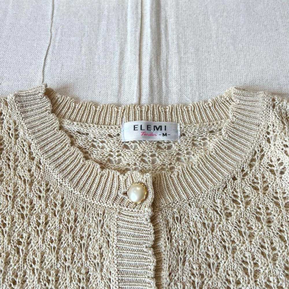 90s vintage 3D flower crochet mesh knit cardigan - image 3