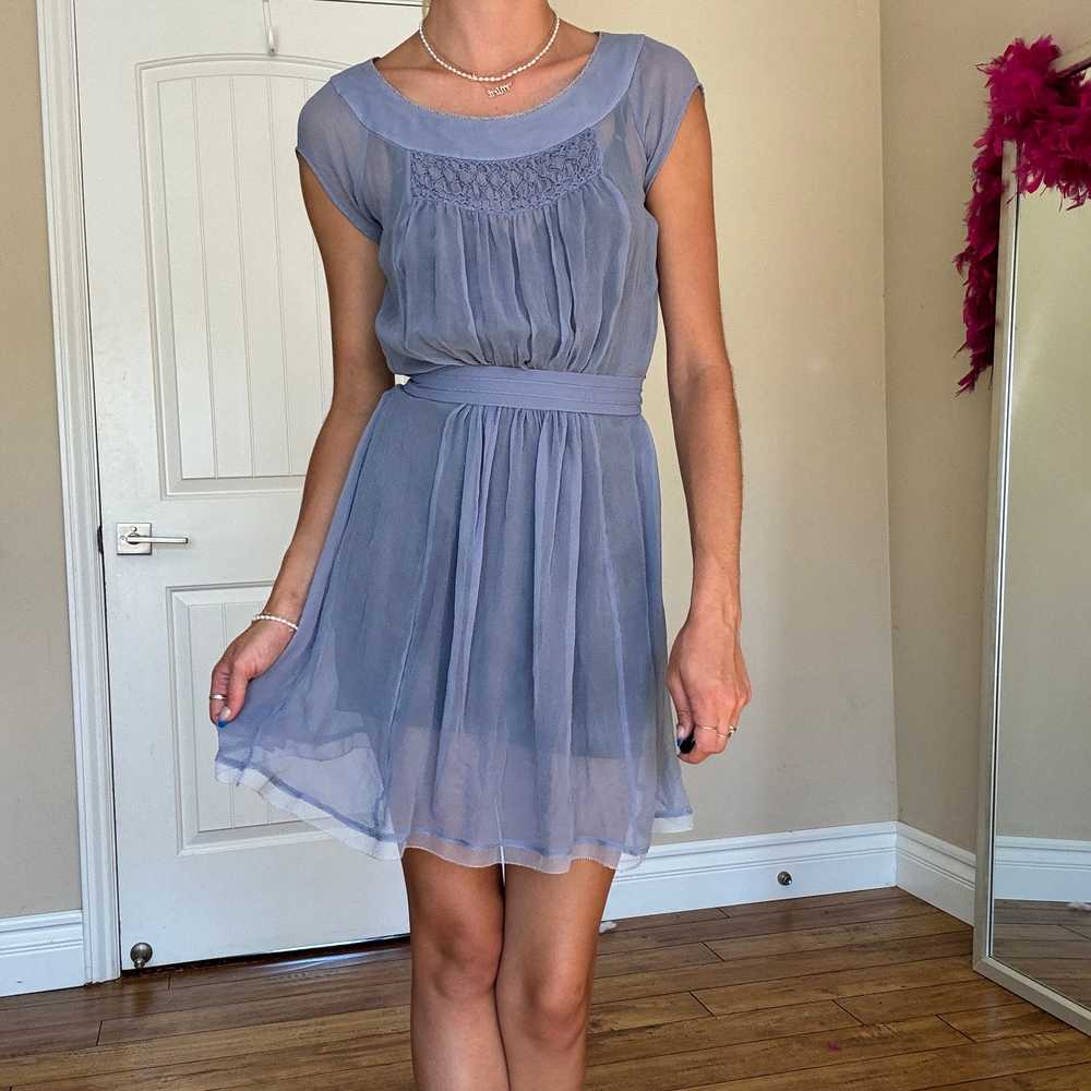 Silk Blue Dress - image 1