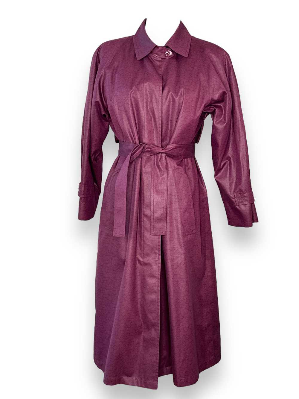 London Fog Burgundy Floral Trench - image 1