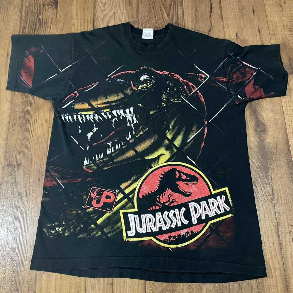 Fruit Of The Loom Jurassic Park VTG 1993 AOP FOTL… - image 1