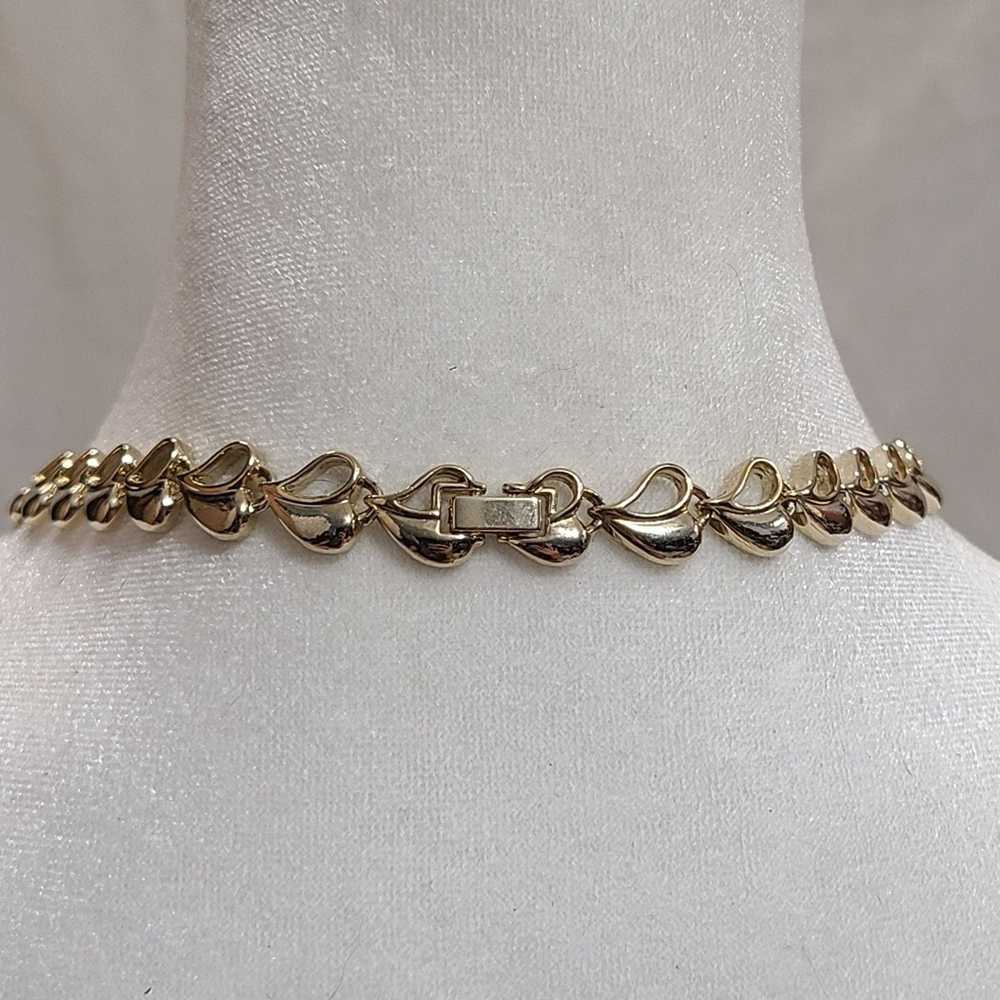 Vintage Vintage Gold Tone Hearts Necklace - image 2